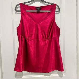 Lane Bryant Women’s Fuchsia Silky Babydoll Tank Lace V-Neck Size 16 Camisole